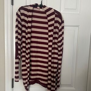 Striped Burgundy and Cream Cardigan
